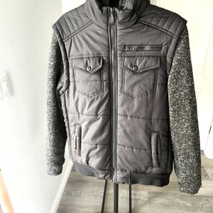 Black grey mans large jacket.